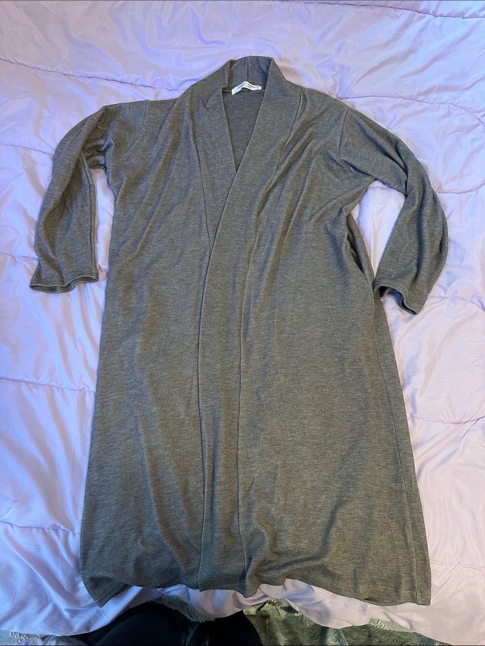 Sonnet James Duster Open-Front Women's Long Cardigan in Light Gray